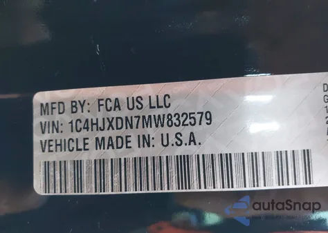 2021 Jeep Wrangler Unlimited Sport S 4X4 z USA, uszkodzony, nr VIN 1C4HJXDN7MW832579